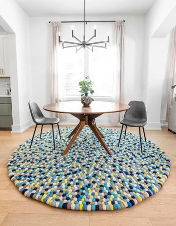 2' x 2' Felt Ball Wool Round Rug