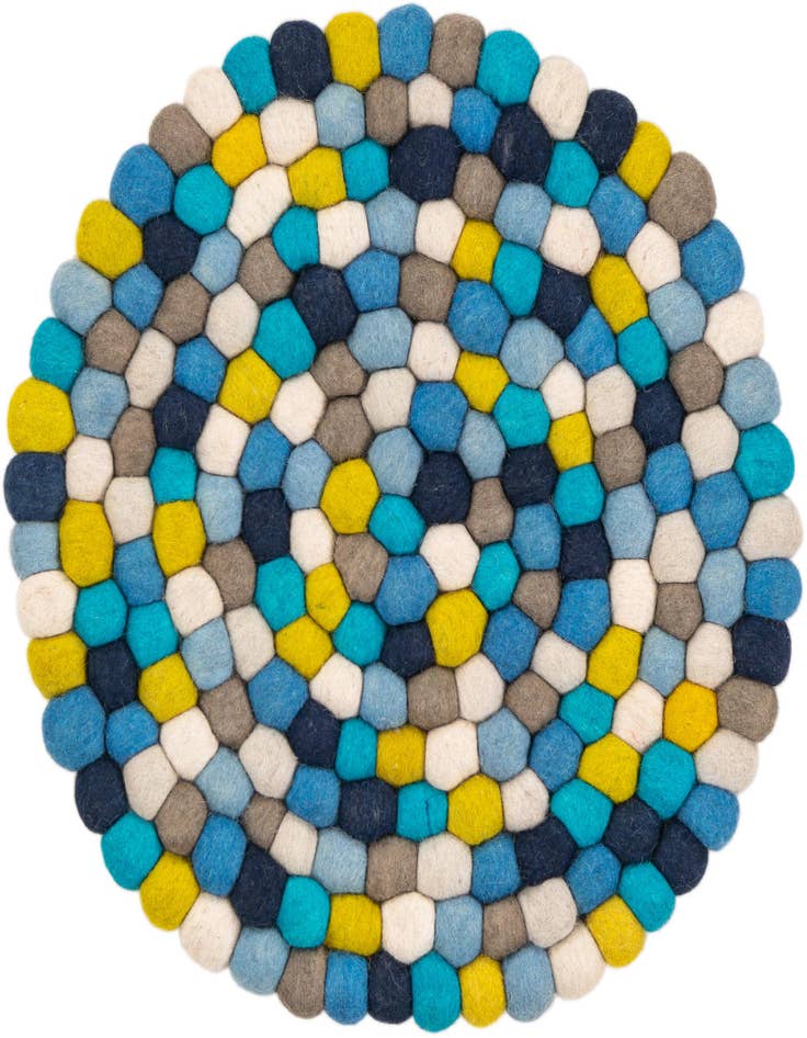 Detail image of 2' x 2' Felt Ball Wool Round Rug