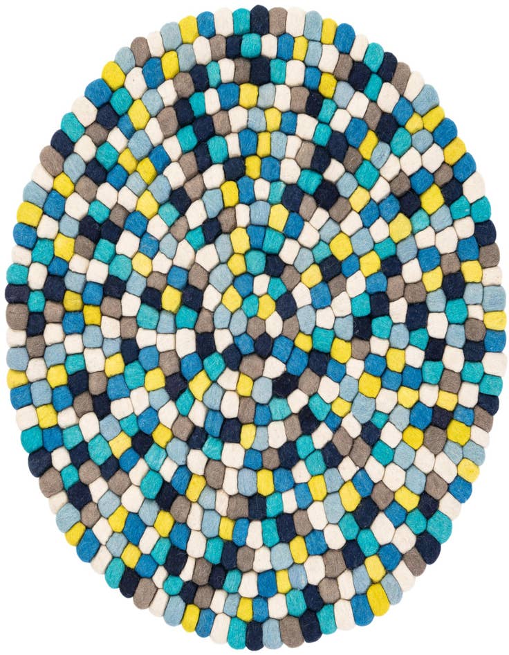 Detail image of 3' 1 x 3' 1 Hand Woven Felt Ball Wool Round Rug
