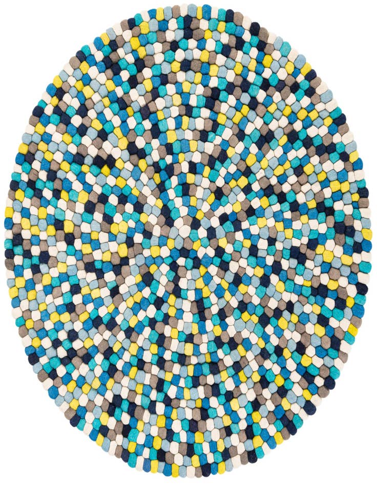 Detail image of 5' 1 x 5' 1 Hand Woven Felt Ball Wool Round Rug
