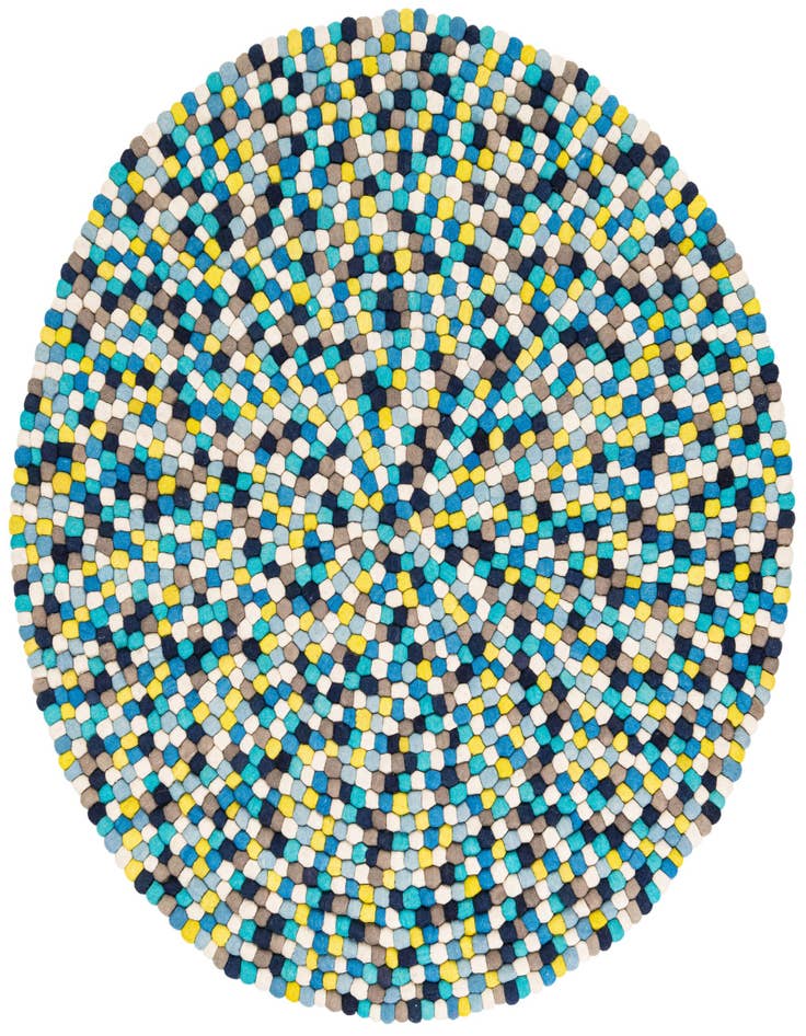 Detail image of 6' 1 x 6' 1 Hand Woven Felt Ball Wool Round Rug