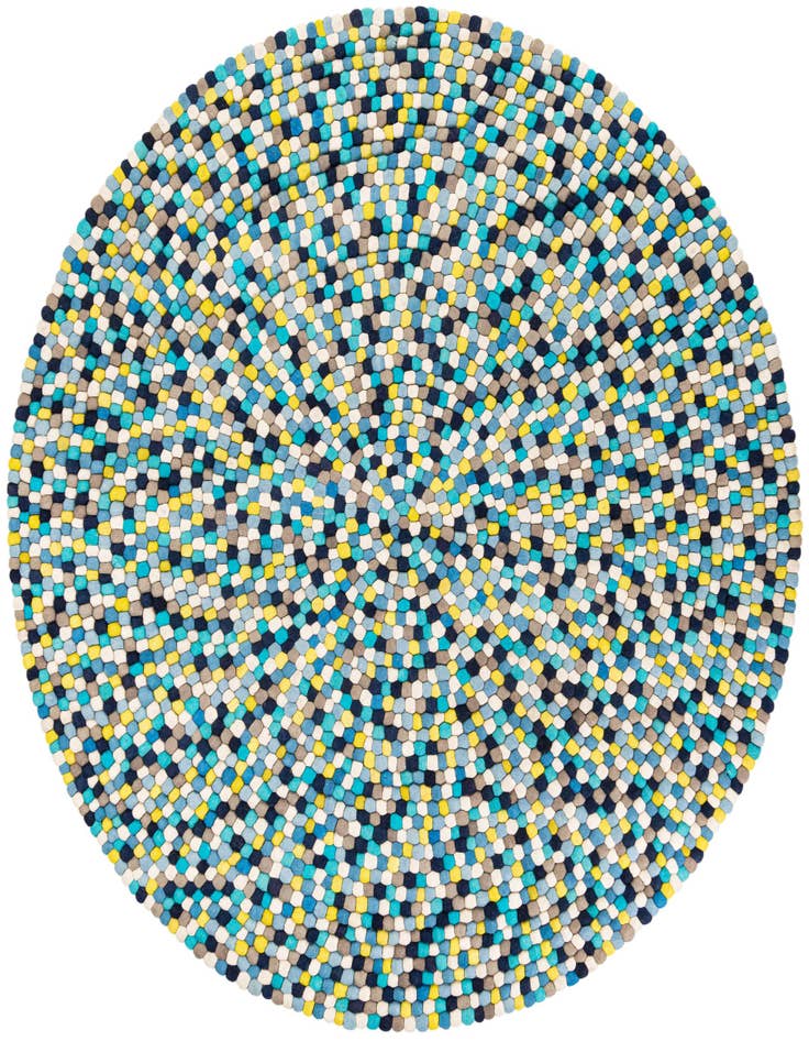 Detail image of 7' 10 x 7' 10 Hand Woven Felt Ball Wool Round Rug