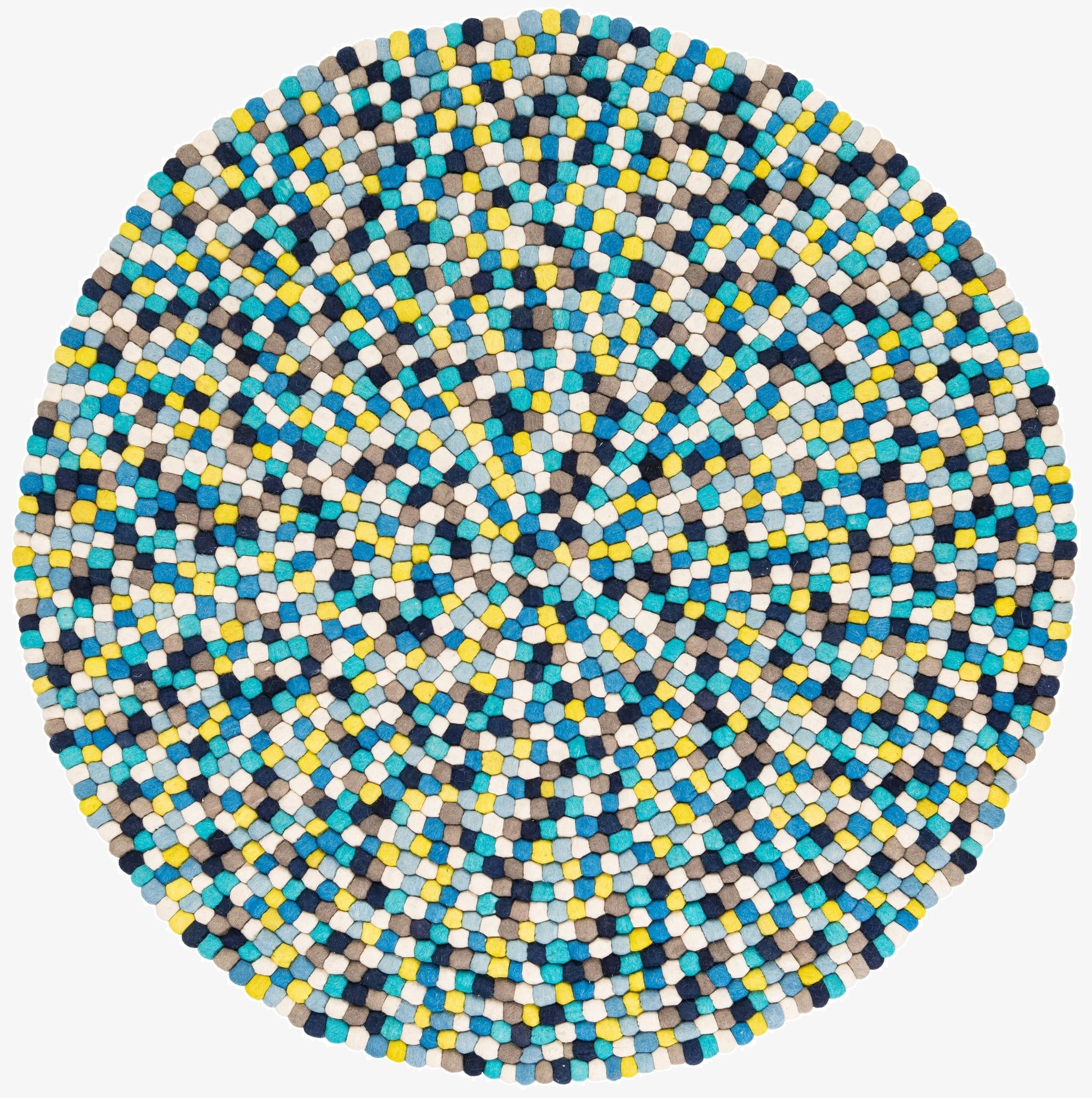 6' 1 x 6' 1  Hand Woven Felt Ball Wool Round Rug