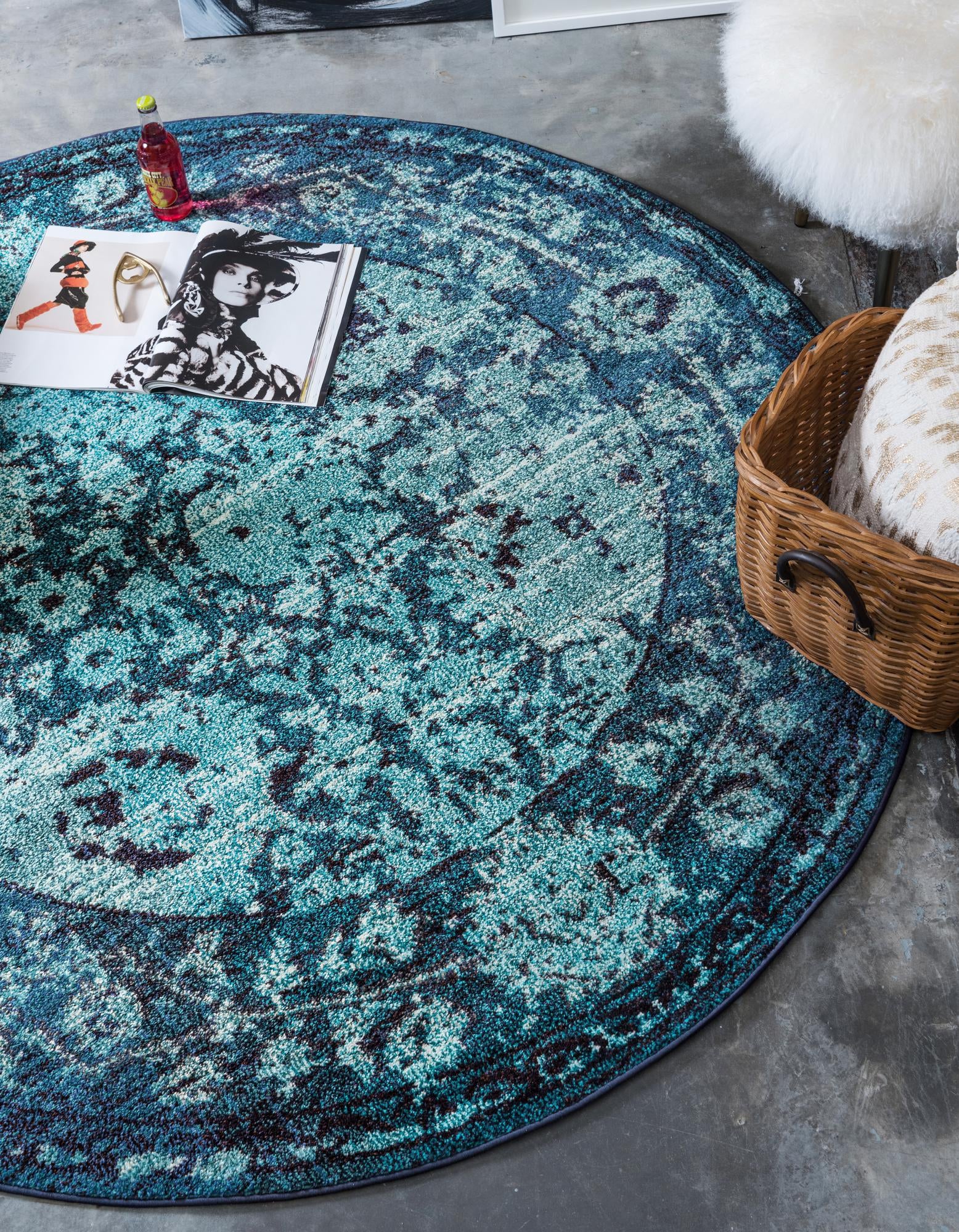 6' x 6' Washable Fleur Round Rug