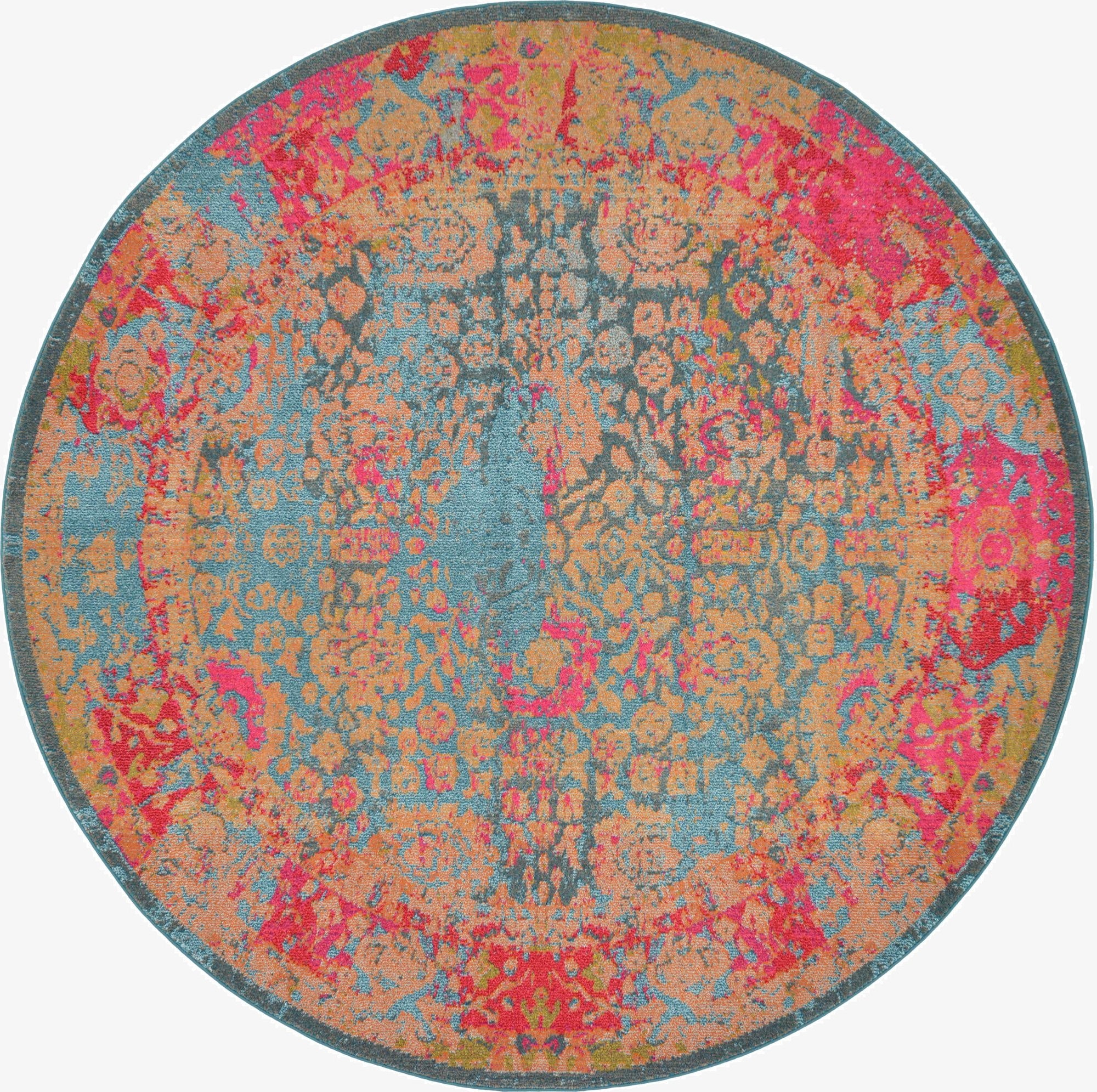 8' x 8' Washable Fleur Round Rug