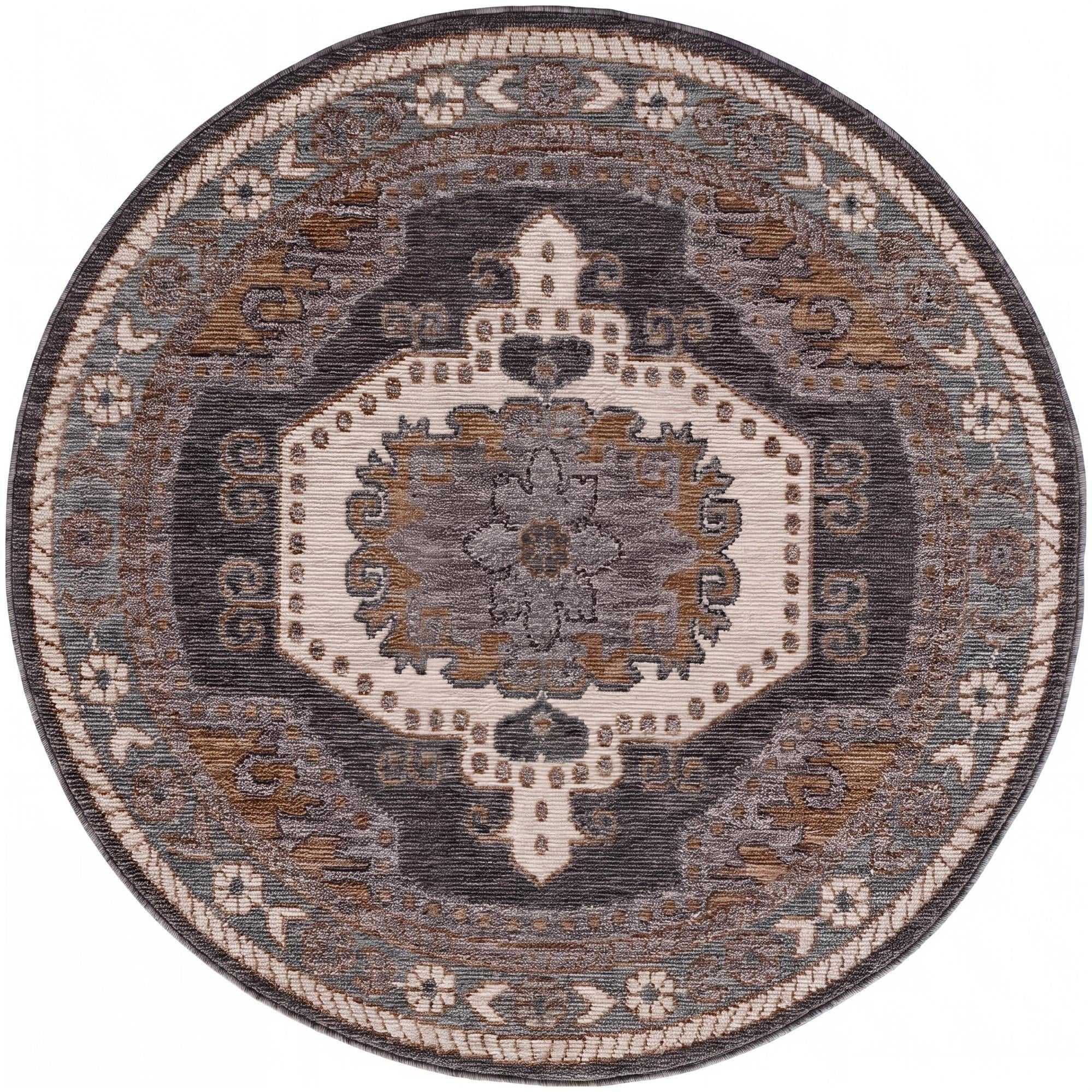 Blue Grand Tradition Round Rug