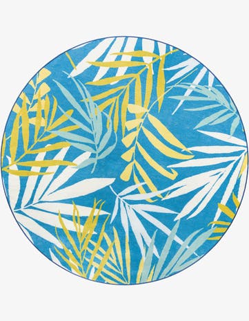 7' 10 x 7' 10 Easy-Clean Jill Zarin Caribbean Indoor / Outdoor Round Rug