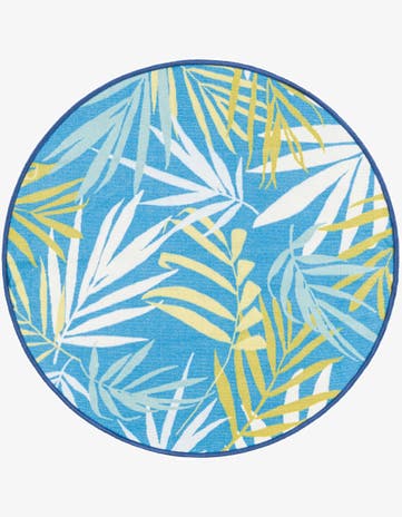 Blue Easy-Clean Jill Zarin Caribbean Indoor / Outdoor Round Rug