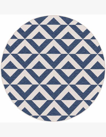 Blue Easy-Clean Jill Zarin Indoor / Outdoor Round Rug