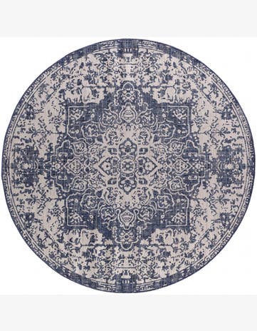 Blue Easy-Clean Jill Zarin Indoor / Outdoor Round Rug