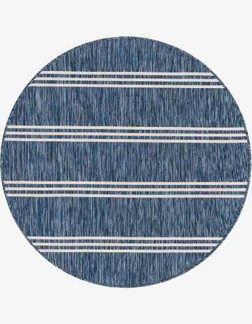 Blue Easy-Clean Jill Zarin Anguilla Indoor / Outdoor Round Rug
