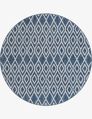 Blue Easy-Clean Jill Zarin Turks and Caicos Indoor / Outdoor Round Rug