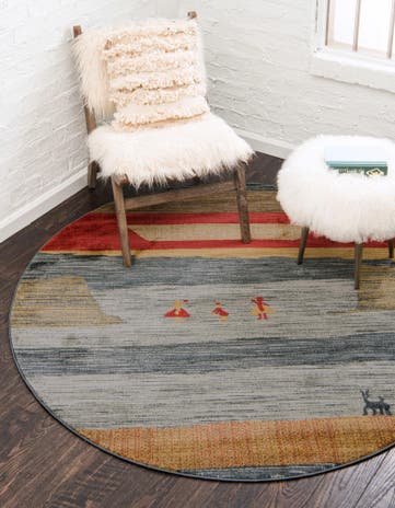 8' x 8' Kashkuli Gabbeh Round Rug