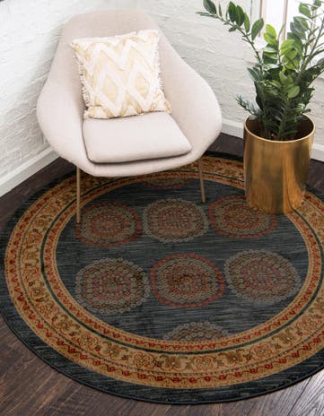 Blue Kashkuli Gabbeh Round Rug