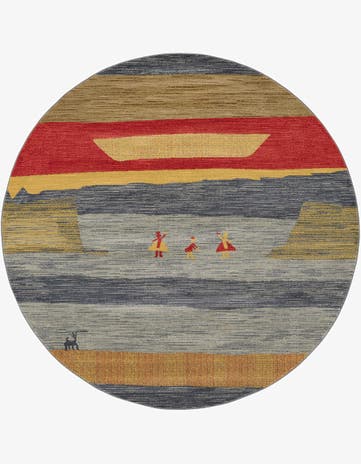 8' x 8' Kashkuli Gabbeh Round Rug