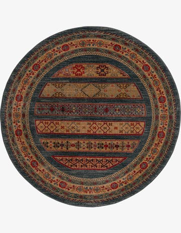 Blue Kashkuli Gabbeh Round Rug