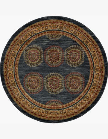 Blue Kashkuli Gabbeh Round Rug