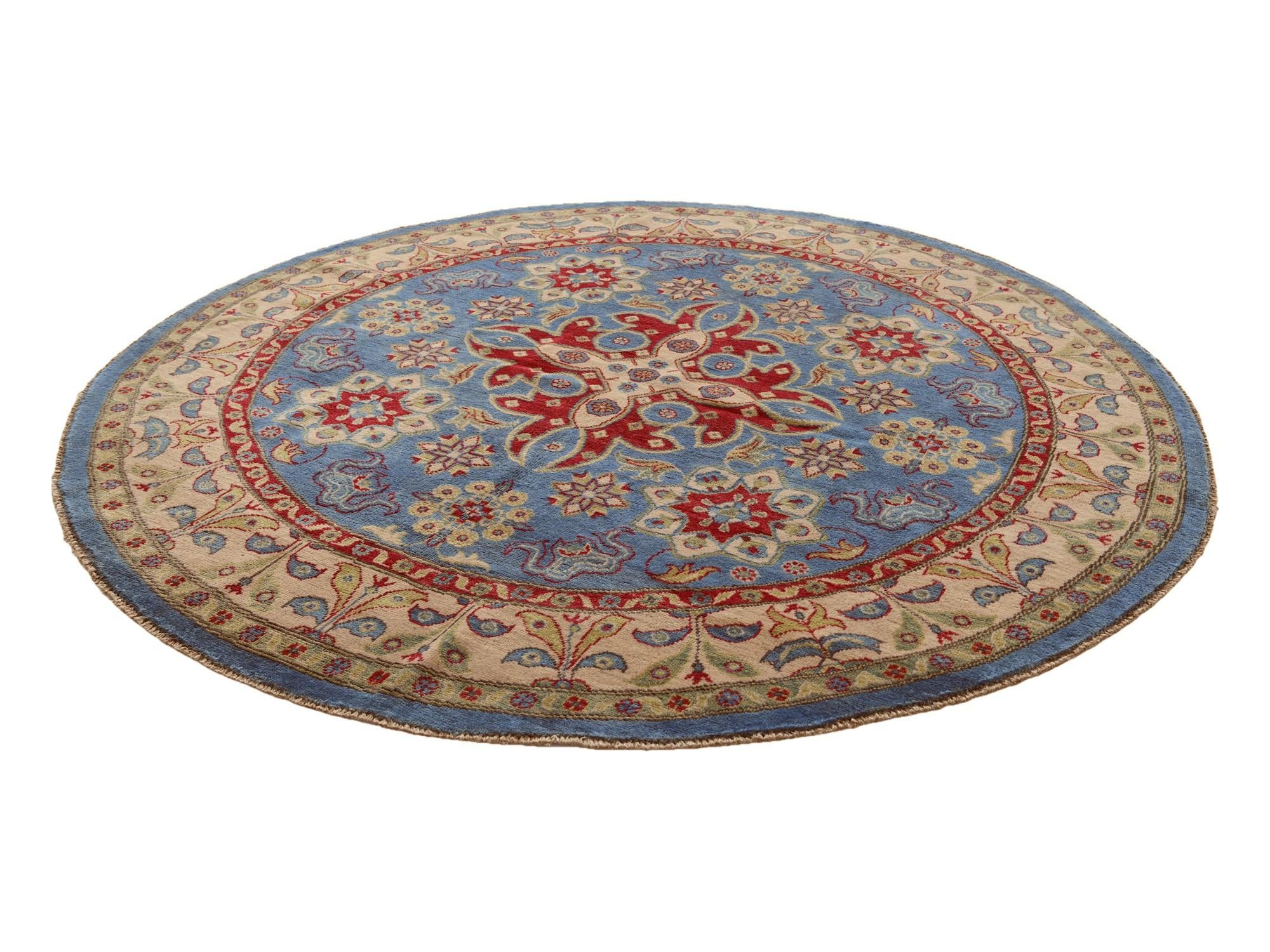6' 7 x 6' 7 Hand Knotted Kazak Round Rug