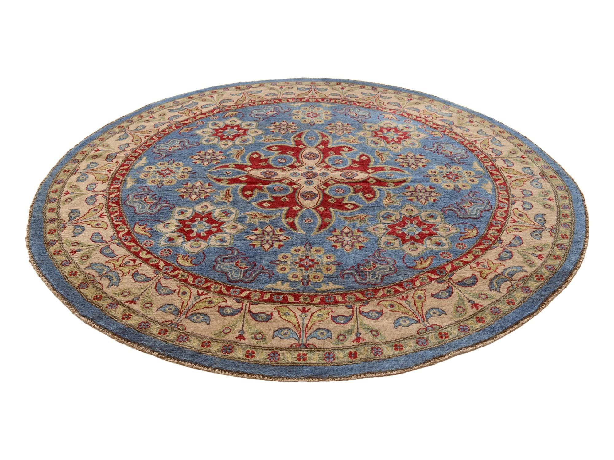 6' 7 x 6' 7 Hand Knotted Kazak Round Rug