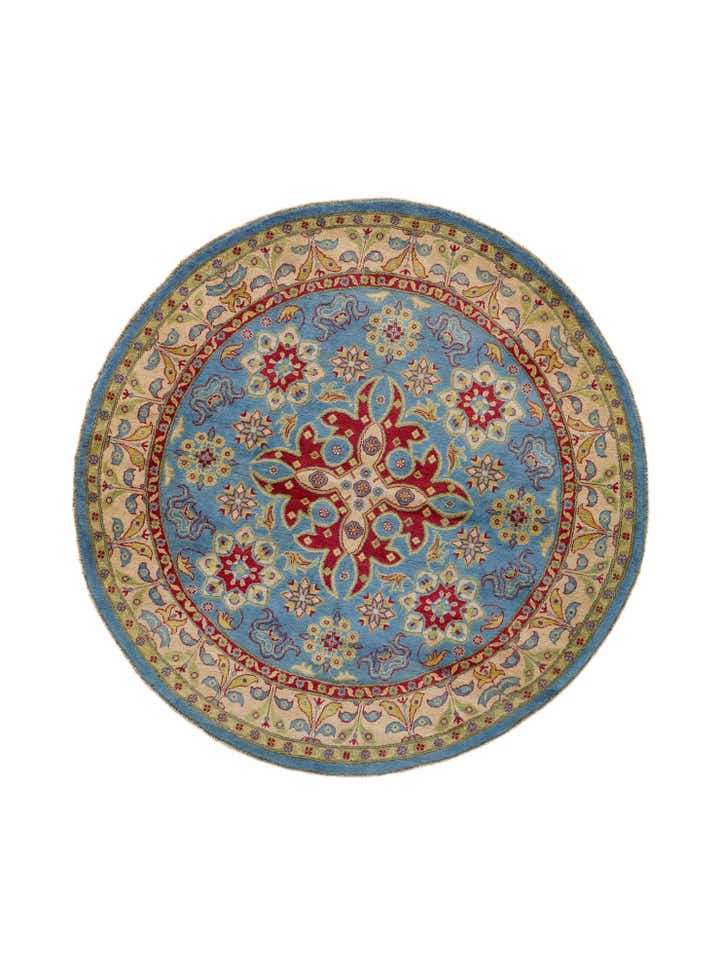 6' 7 x 6' 7 Hand Knotted Kazak Round Rug
