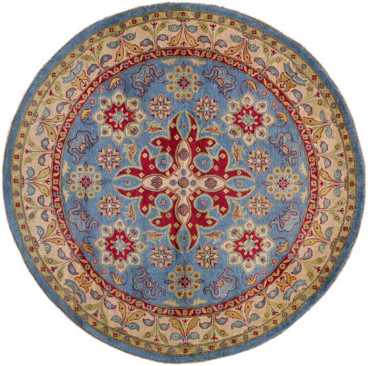 6' 7 x 6' 7 Hand Knotted Kazak Round Rug