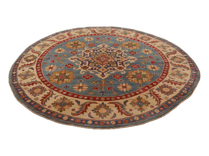 8' x 8' 1 Hand Knotted Kazak Round Rug
