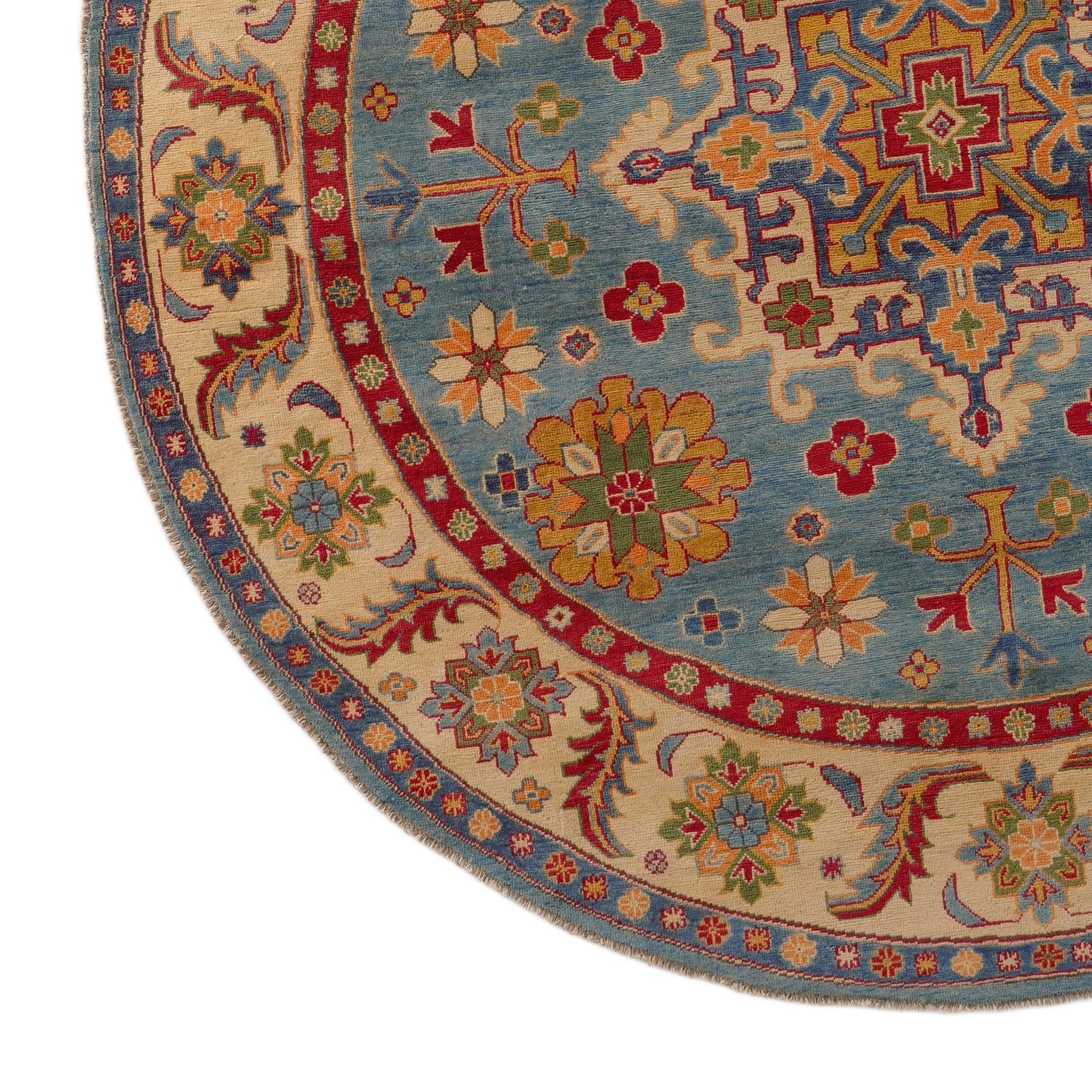 8' x 8' 1 Hand Knotted Kazak Round Rug