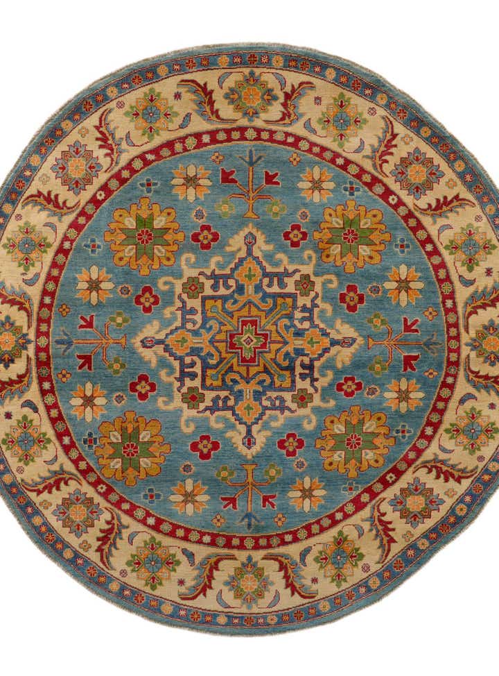 8' x 8' 1 Hand Knotted Kazak Round Rug