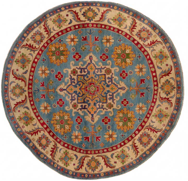 8' x 8' 1 Hand Knotted Kazak Round Rug