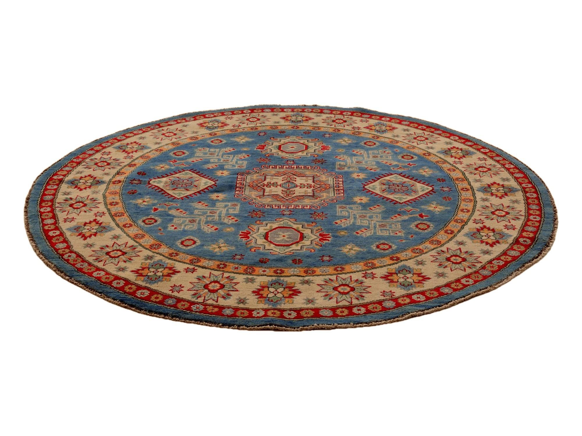 6' 3 x 6' 3 Hand Knotted Kazak Round Rug
