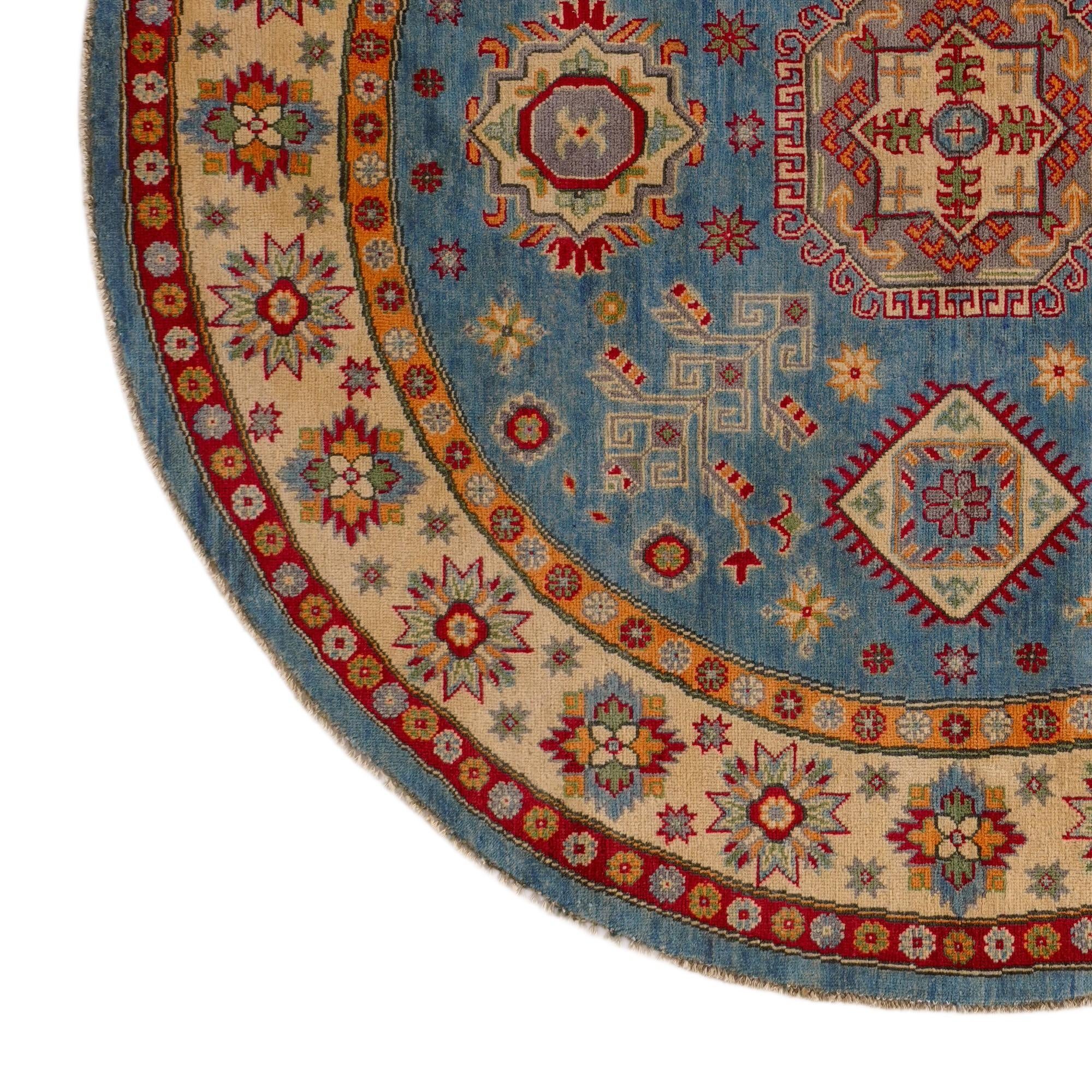 6' 3 x 6' 3 Hand Knotted Kazak Round Rug