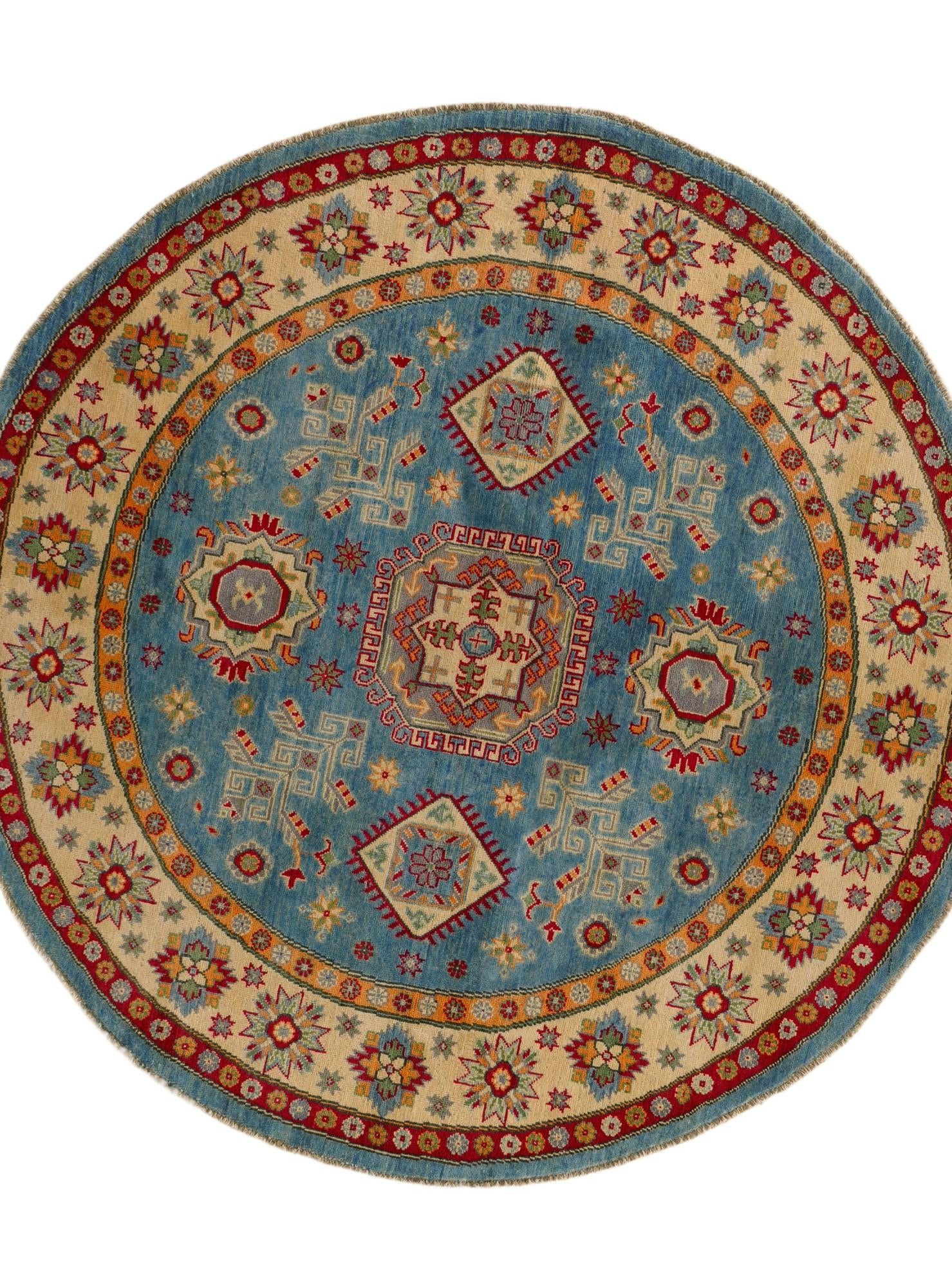 6' 3 x 6' 3 Hand Knotted Kazak Round Rug