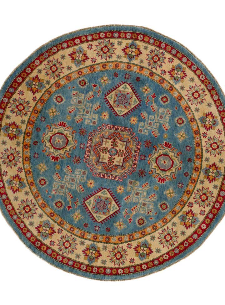 6' 3 x 6' 3 Hand Knotted Kazak Round Rug