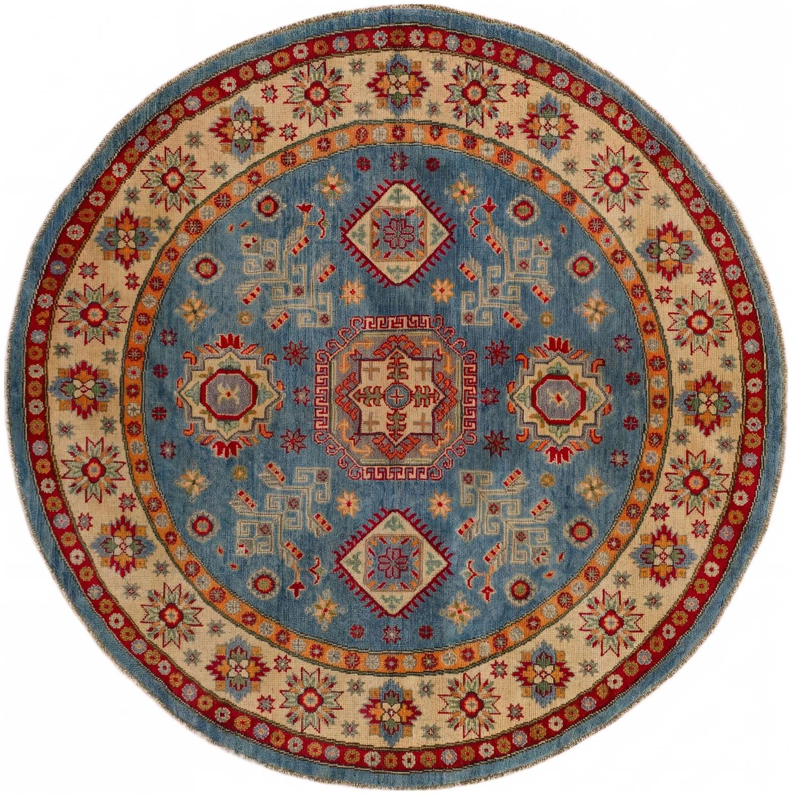 6' 3 x 6' 3 Hand Knotted Kazak Round Rug