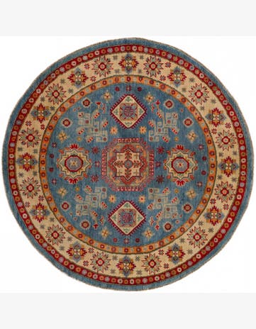 6' 3 x 6' 3 Hand Knotted Kazak Round Rug