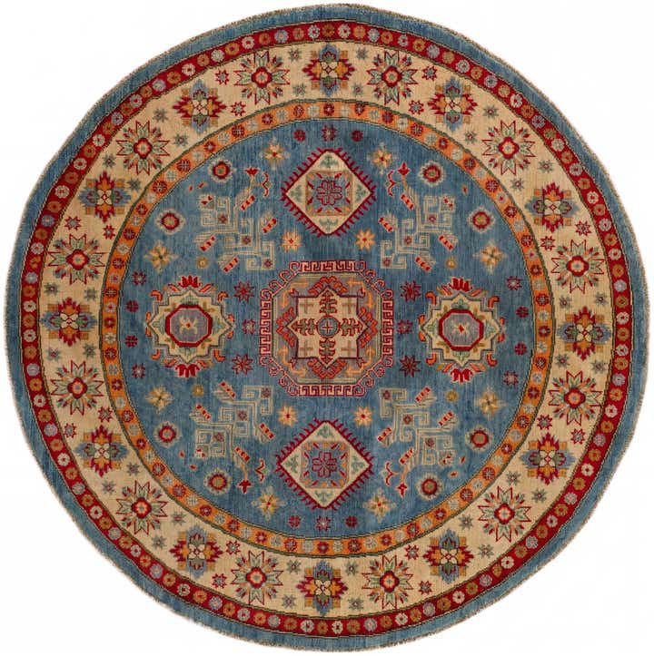 6' 3 x 6' 3 Hand Knotted Kazak Round Rug