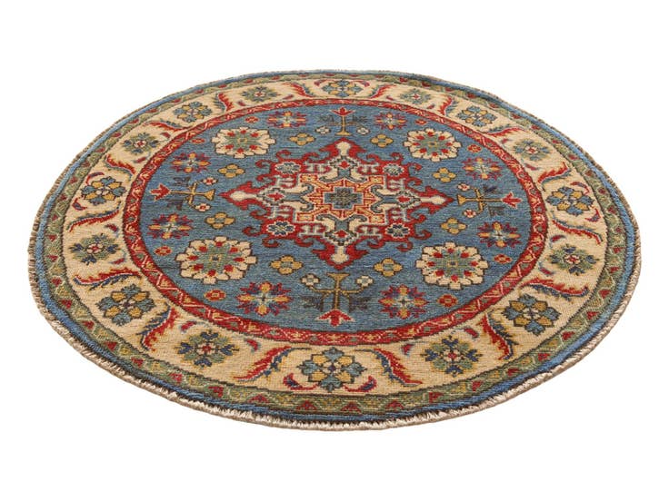 Detail image of 3' 3 x 3' 4 Hand Knotted Kazak Round Rug