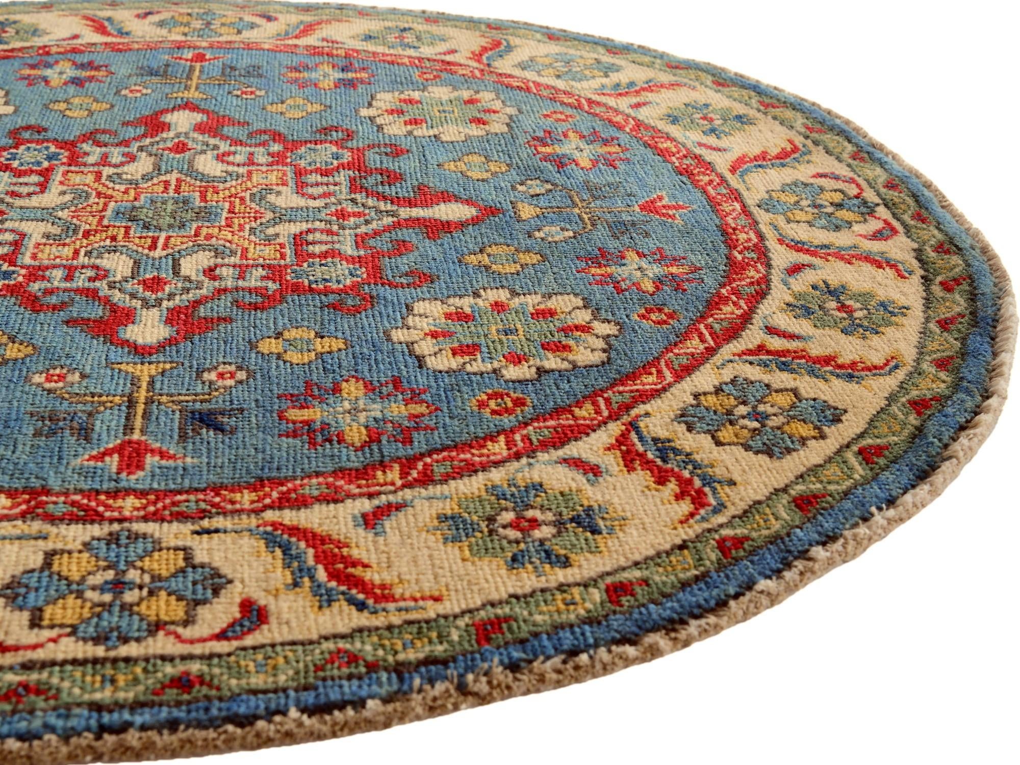 3' 3 x 3' 4 Hand Knotted Kazak Round Rug