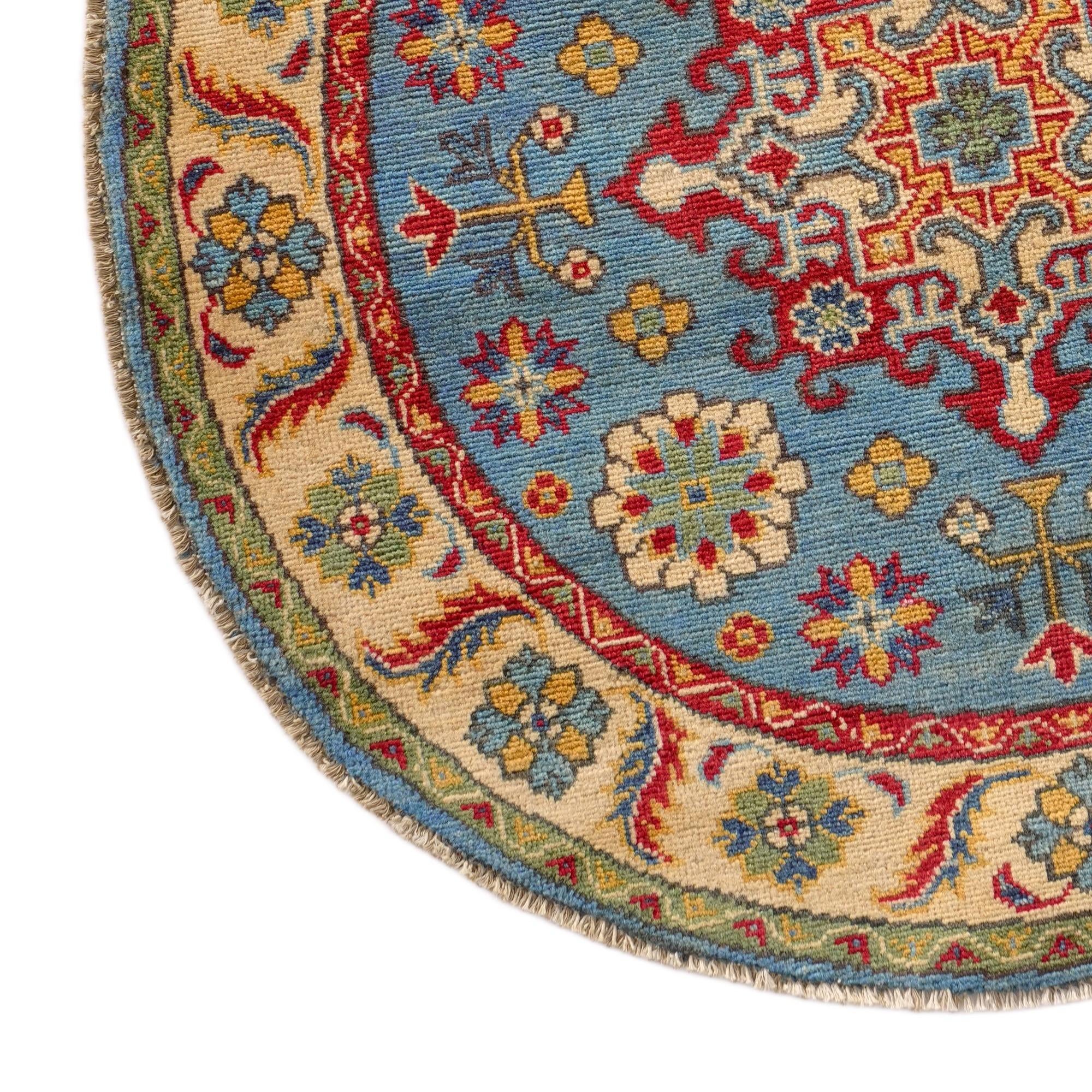 3' 3 x 3' 4 Hand Knotted Kazak Round Rug