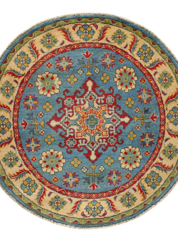 3' 3 x 3' 4 Hand Knotted Kazak Round Rug