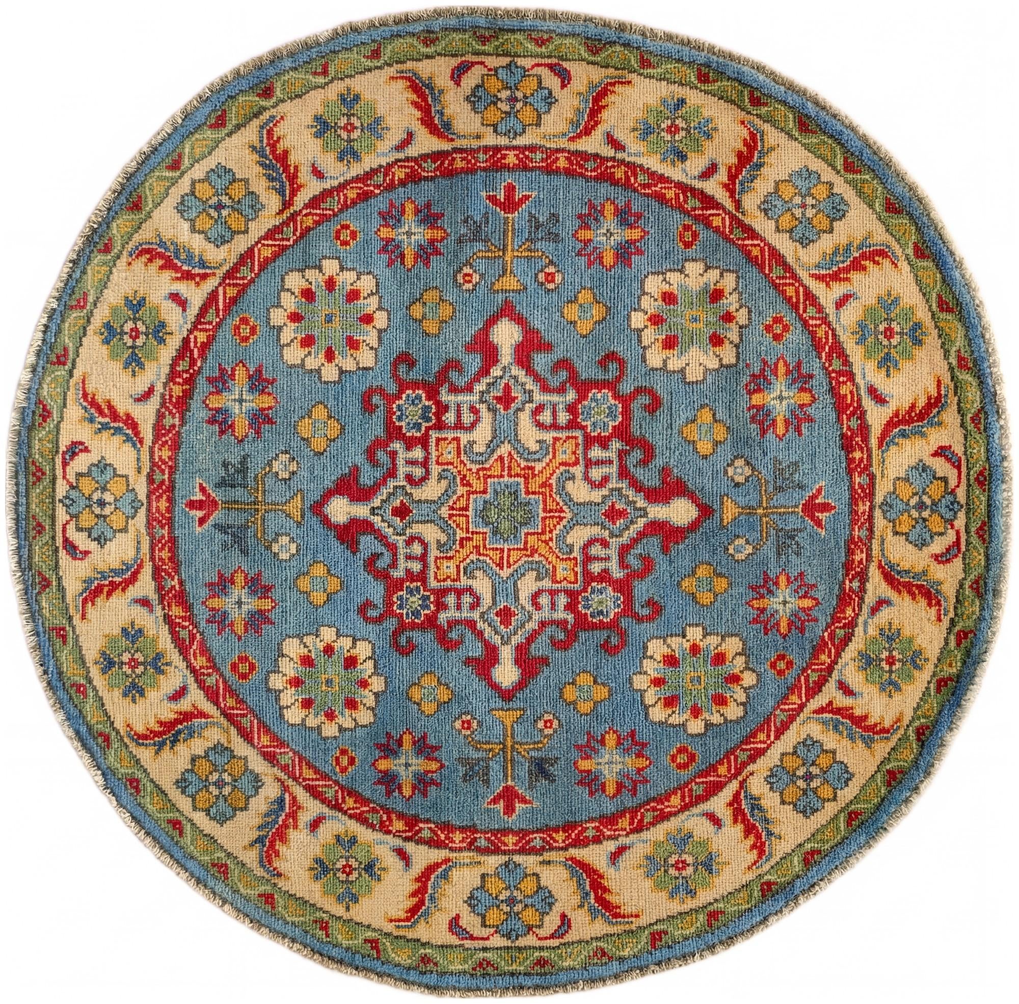 3' 3 x 3' 4 Hand Knotted Kazak Round Rug