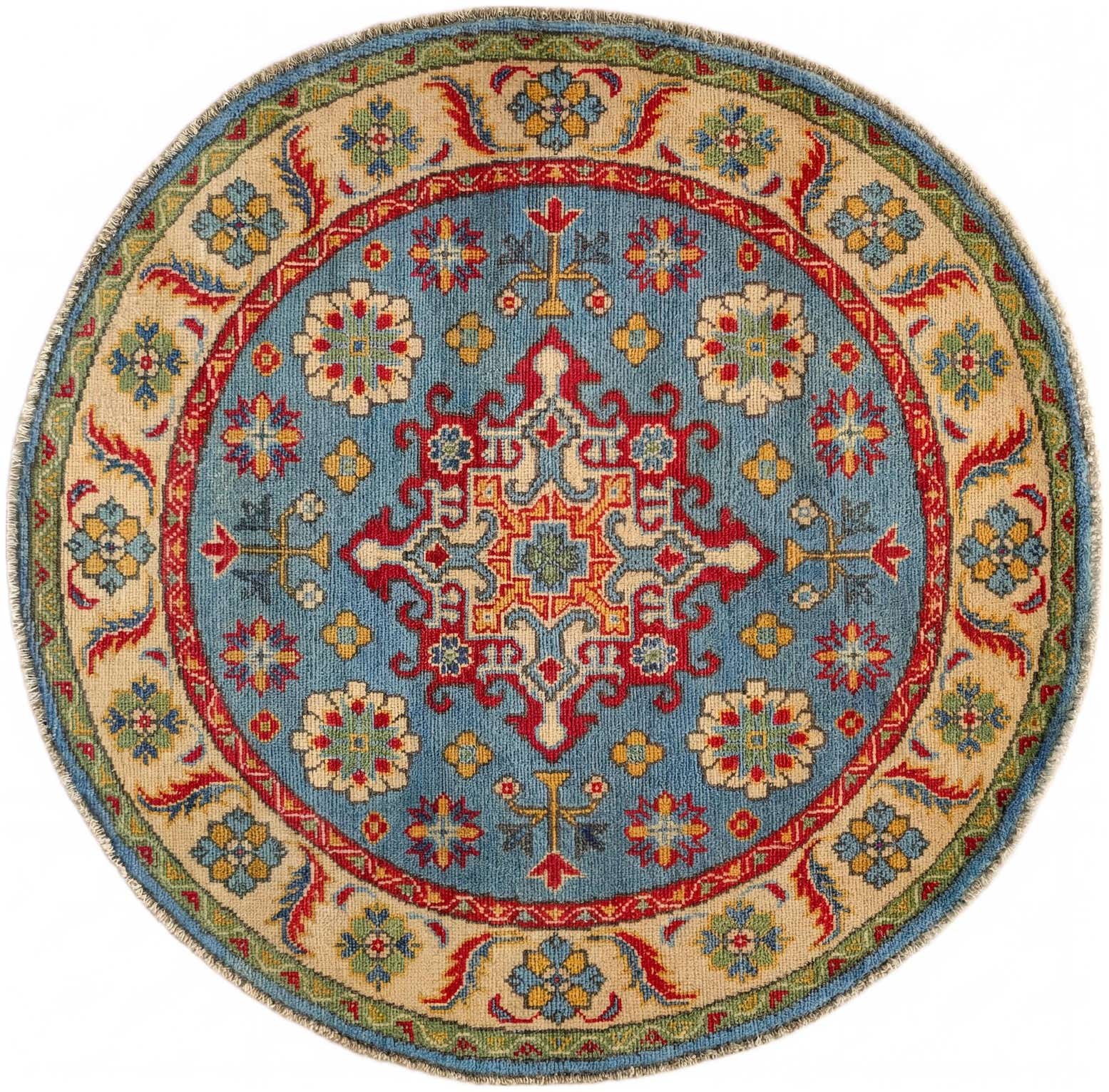 3' 3 x 3' 4 Hand Knotted Kazak Round Rug