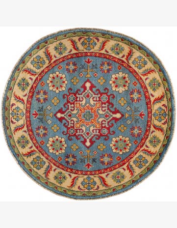 3' 3 x 3' 4 Hand Knotted Kazak Round Rug