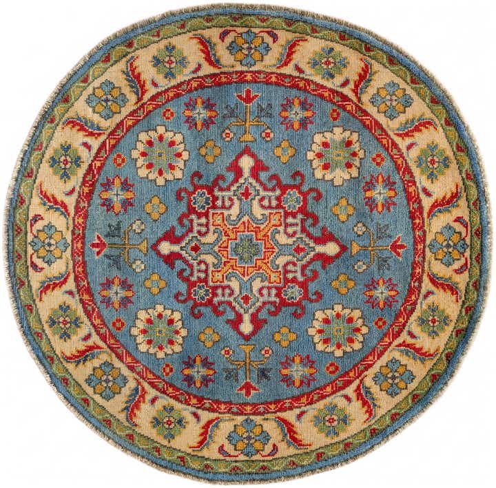 3' 3 x 3' 4 Hand Knotted Kazak Round Rug