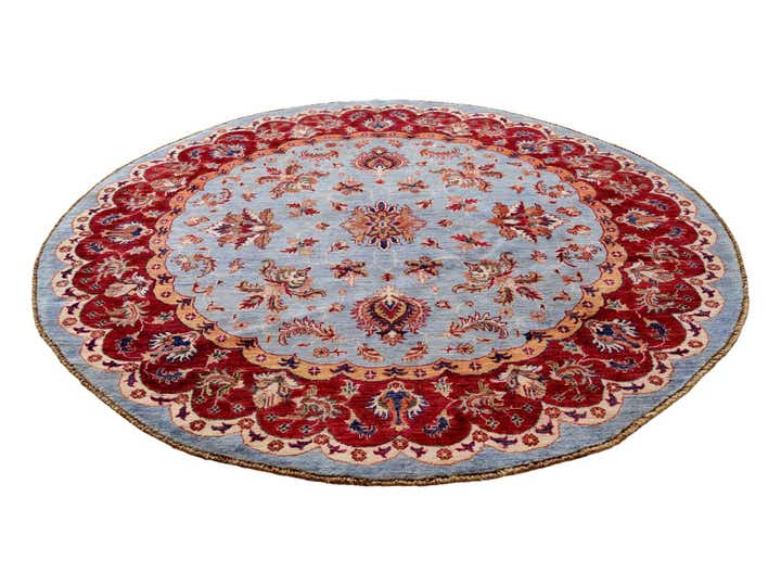 5' 9 x 5' 9 Hand Knotted Kazak Round Rug