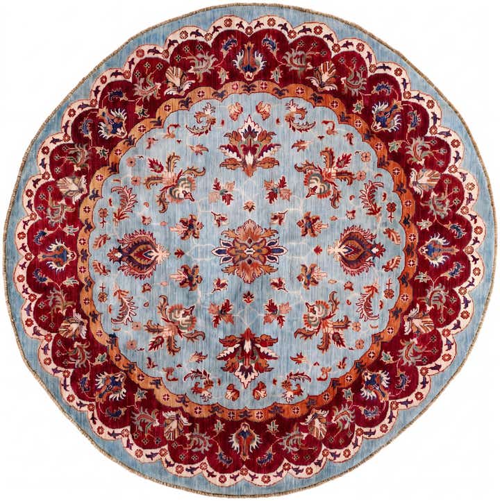 5' 9 x 5' 9 Hand Knotted Kazak Round Rug