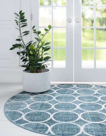 8' x 8' Lattice Trellis Round Rug