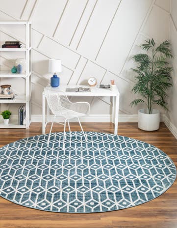 7' x 7' Lattice Trellis Round Rug