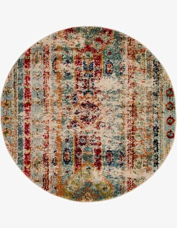 Blue Washable Mesa Round Rug
