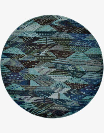 Blue Washable Mesa Round Rug
